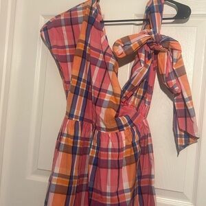 ASOS PLAID MIDI BNWT Asymmetric Sleeves